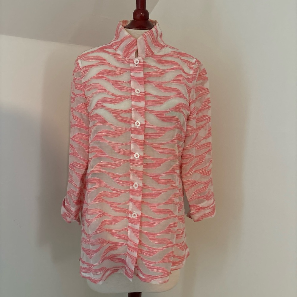 Carlisle white and pink blouse/over shirt size 8